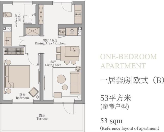 东四78号精品公寓-欧式一居室户型图